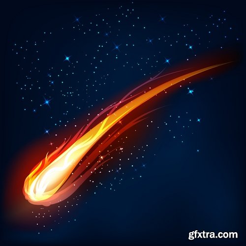 Collection of vector image background is a meteorite fireball light effect 25 EPS