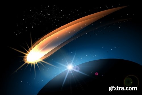 Collection of vector image background is a meteorite fireball light effect 25 EPS