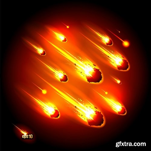 Collection of vector image background is a meteorite fireball light effect 25 EPS