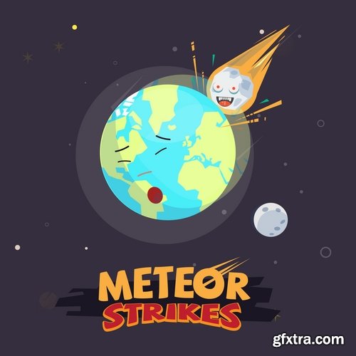 Collection of vector image background is a meteorite fireball light effect 25 EPS