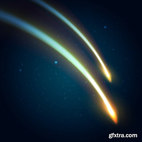 Collection of vector image background is a meteorite fireball light effect 25 EPS