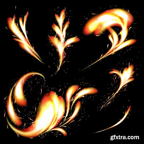 Collection of vector image background is fire fiery frame 25 EPS