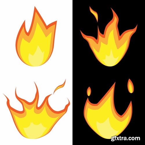 Collection of vector image background is fire fiery frame 25 EPS