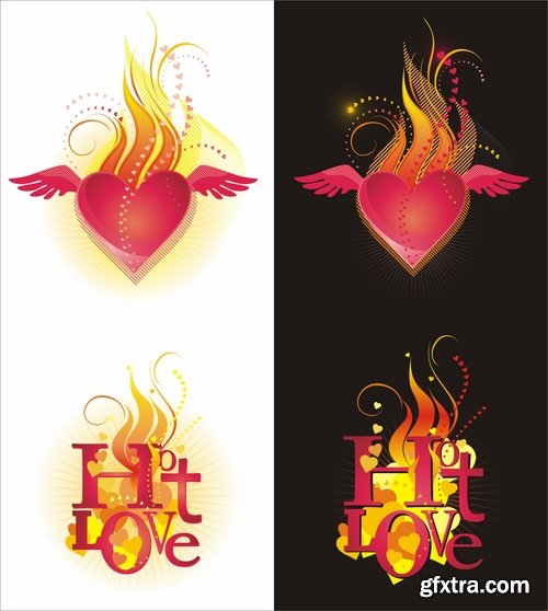 Collection of vector image background is fire fiery frame 25 EPS