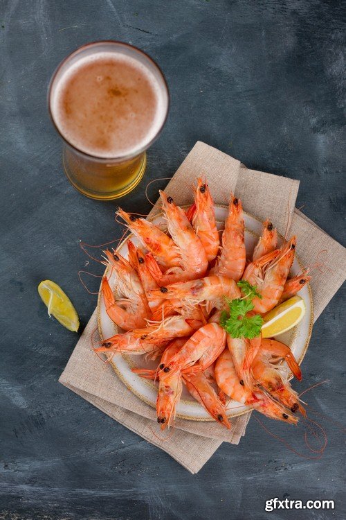 Beer with shrimp