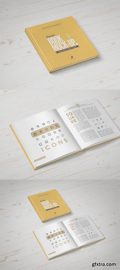 Square Book Mock-Up Template