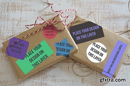 CreativeMarket Boxes and Stickers Mockup-PSD