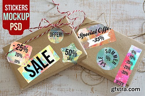 CreativeMarket Boxes and Stickers Mockup-PSD