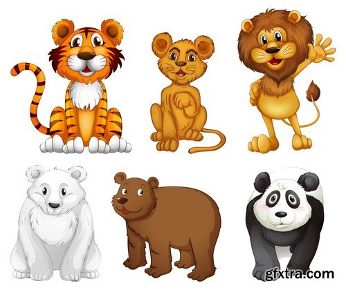 set of cartoon animals 14X EPS