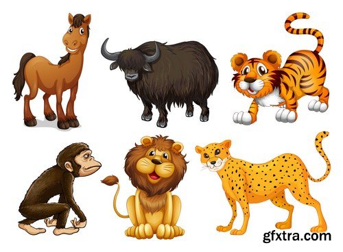 set of cartoon animals 14X EPS