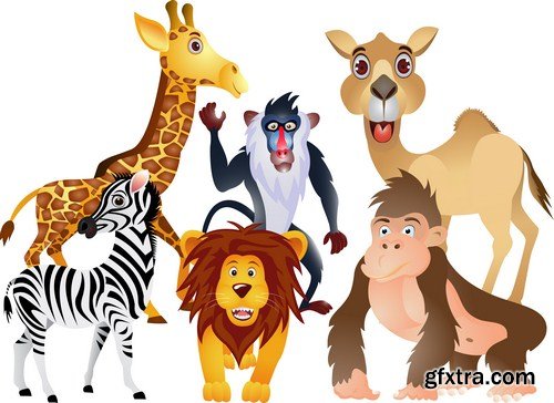 set of cartoon animals 14X EPS