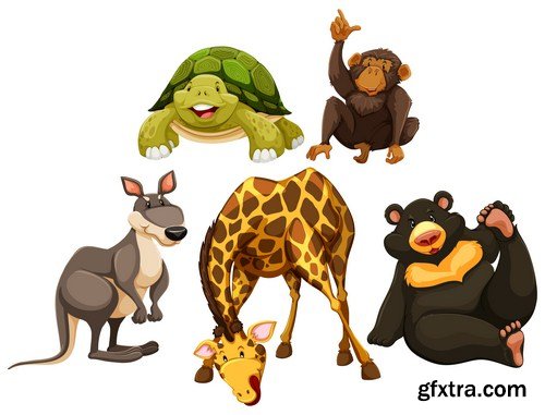 set of cartoon animals 14X EPS