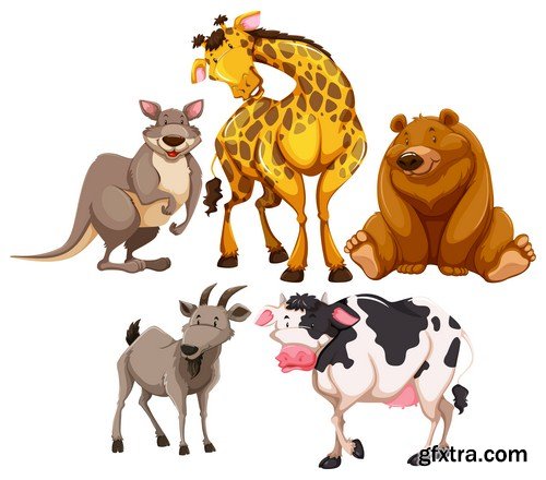 set of cartoon animals 14X EPS