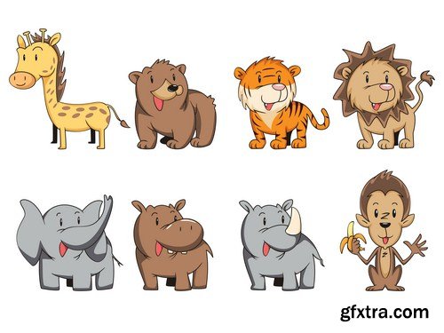 set of cartoon animals 14X EPS