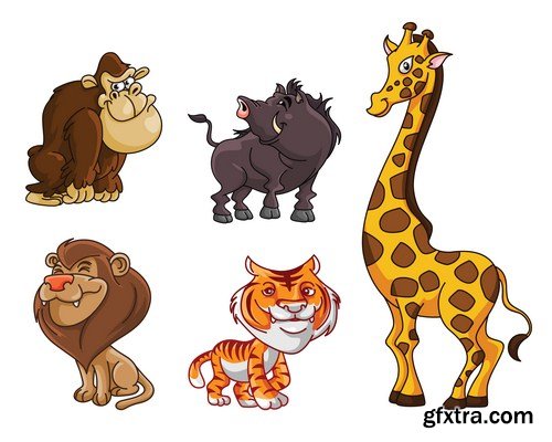 set of cartoon animals 14X EPS