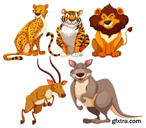 set of cartoon animals 14X EPS