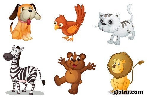 set of cartoon animals 14X EPS