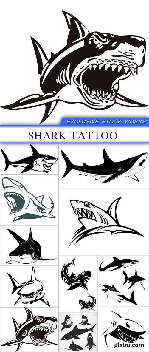 Shark tattoo 11x EPS