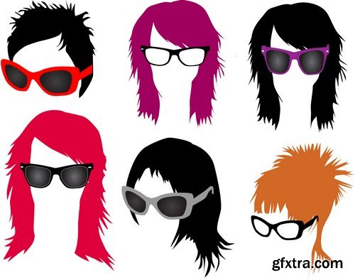 Women's fashion - hair & glasses 9X EPS