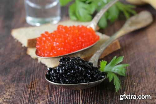 Collection caviar delicacy fish red black 25 HQ Jpeg