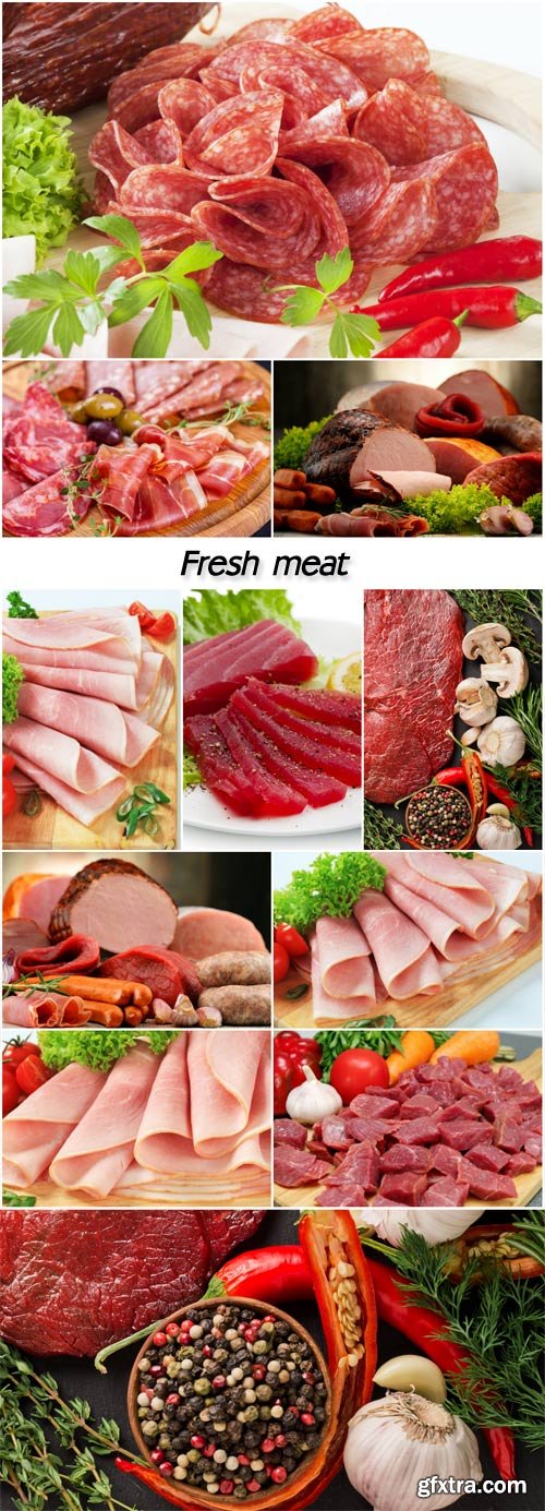 Fresh meat, herbs and vegetables