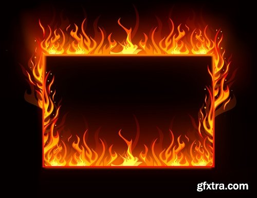 Collection picture vector fire frame fire design element 25 EPS