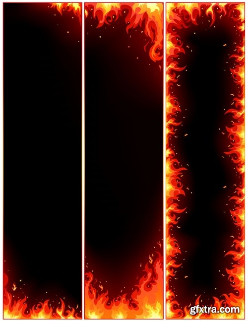 Collection picture vector fire frame fire design element 25 EPS