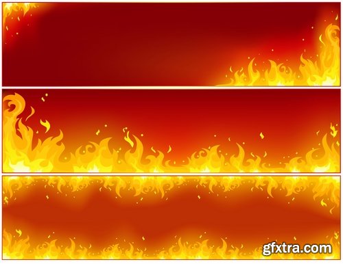 Collection picture vector fire frame fire design element 25 EPS