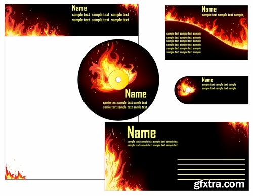 Collection picture vector fire frame fire design element 25 EPS