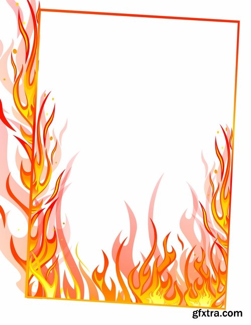 Collection picture vector fire frame fire design element 25 EPS