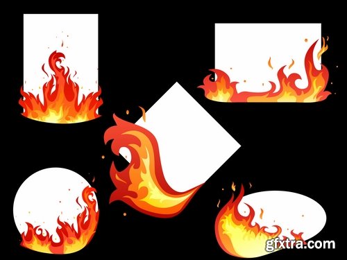 Collection picture vector fire frame fire design element 25 EPS