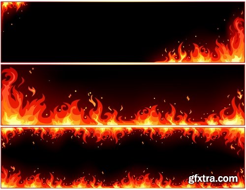 Collection picture vector fire frame fire design element 25 EPS