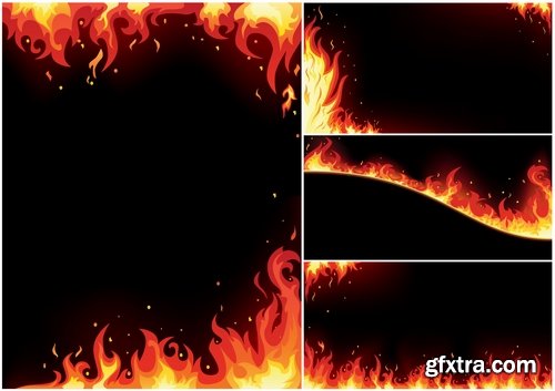 Collection picture vector fire frame fire design element 25 EPS