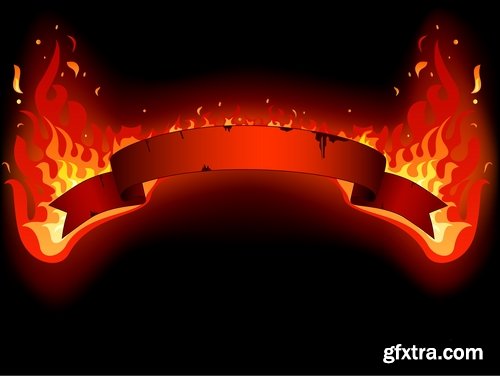 Collection picture vector fire frame fire design element 25 EPS