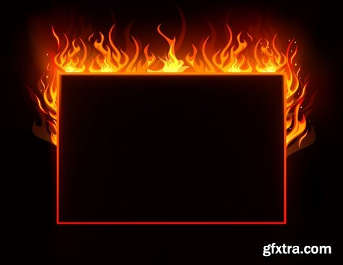 Collection picture vector fire frame fire design element 25 EPS