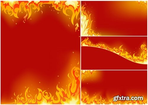 Collection picture vector fire frame fire design element 25 EPS