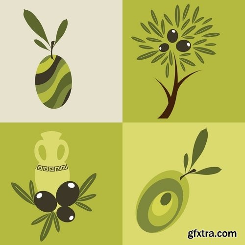 Collection of vector image olive olive tree food meal 25 EPS