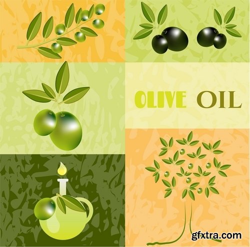 Collection of vector image olive olive tree food meal 25 EPS