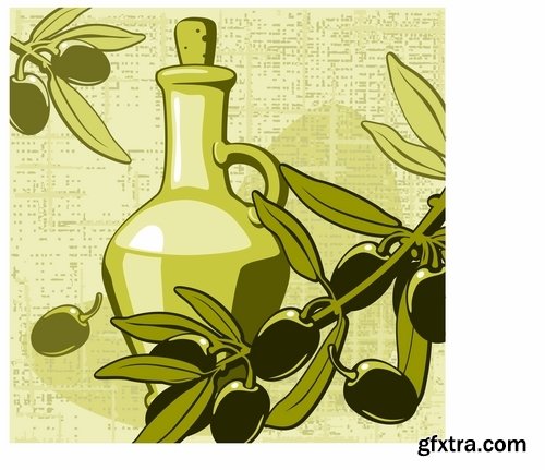 Collection of vector image olive olive tree food meal 25 EPS