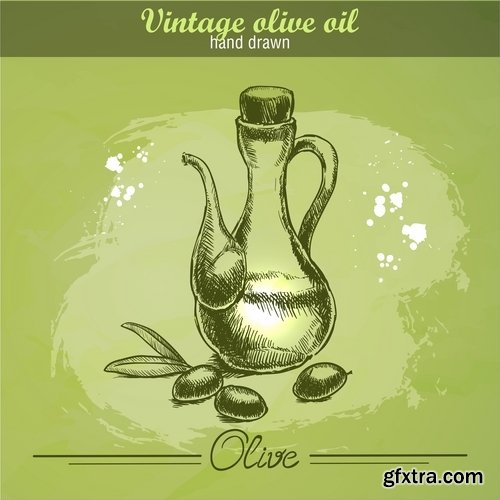 Collection of vector image olive olive tree food meal 25 EPS