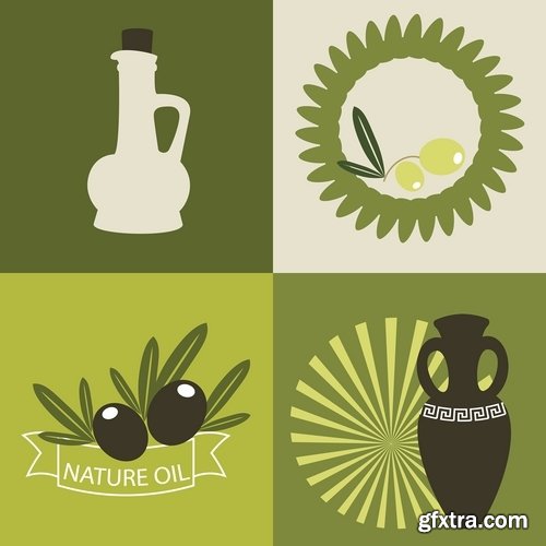 Collection of vector image olive olive tree food meal 25 EPS