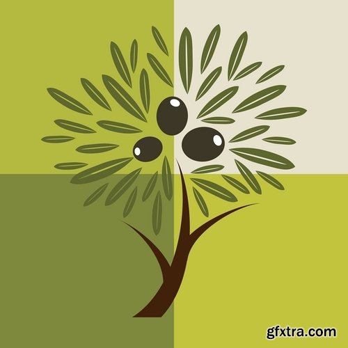 Collection of vector image olive olive tree food meal 25 EPS