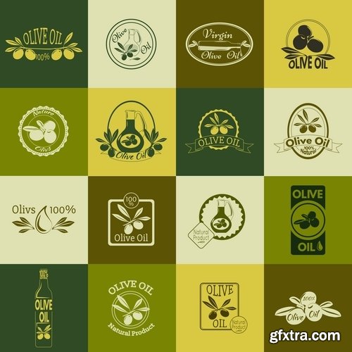 Collection of vector image olive olive tree food meal 25 EPS