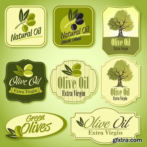 Collection of vector image olive olive tree food meal 25 EPS