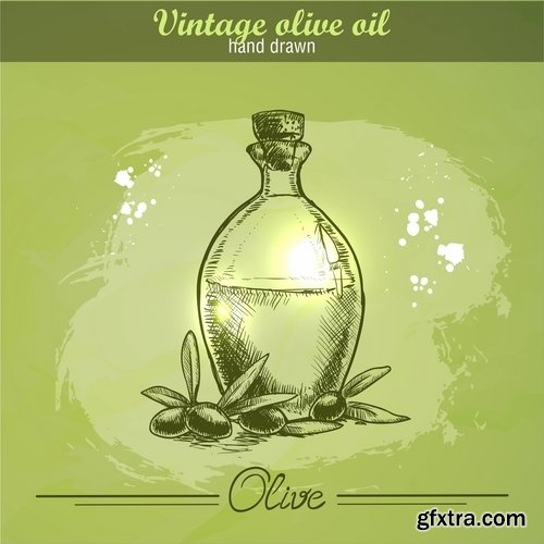 Collection of vector image olive olive tree food meal 25 EPS