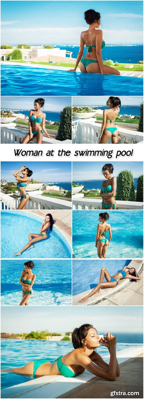 Beautiful woman at the swimming pool