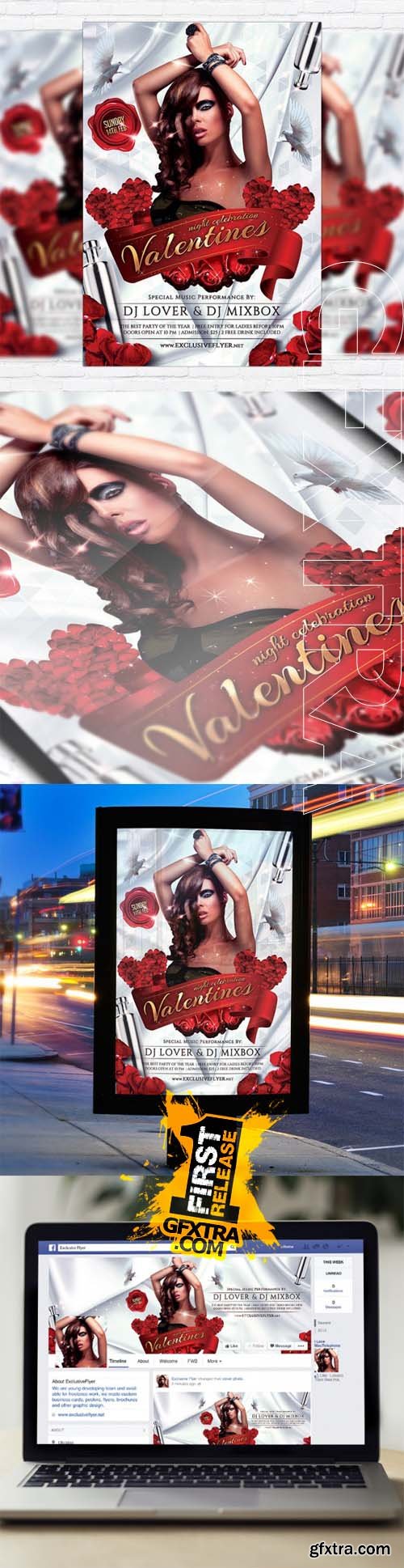 Valentines Night Celebration – Flyer Template + Facebook Cover