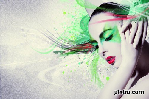 Beautiful woman in grunge style 6X JPEG