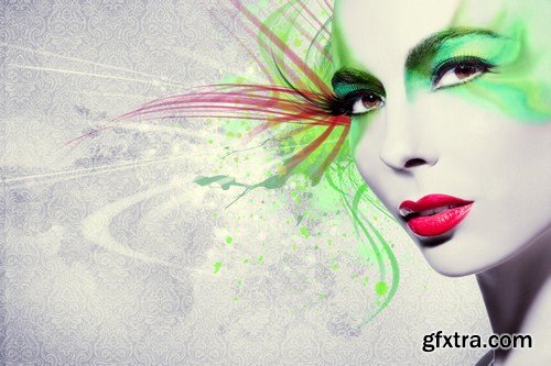 Beautiful woman in grunge style 6X JPEG