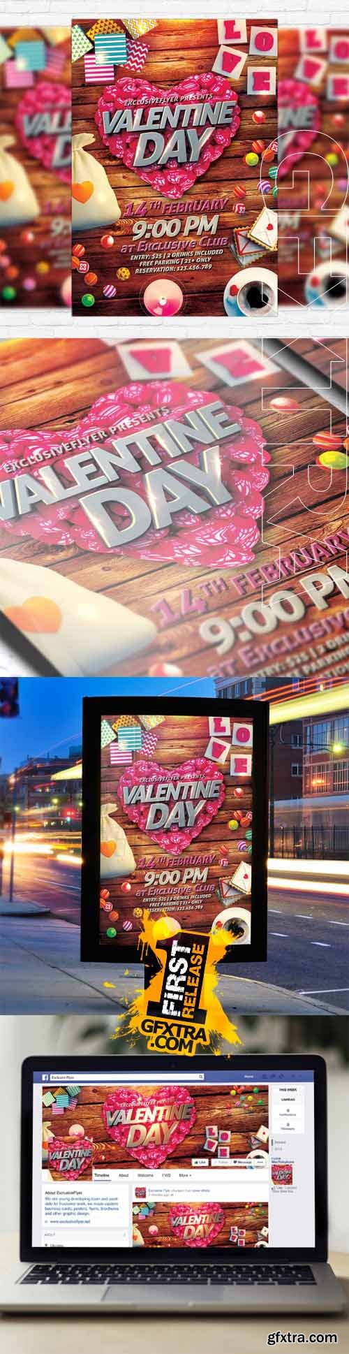 Happy Valentines Day – Flyer Template + Facebook Cover